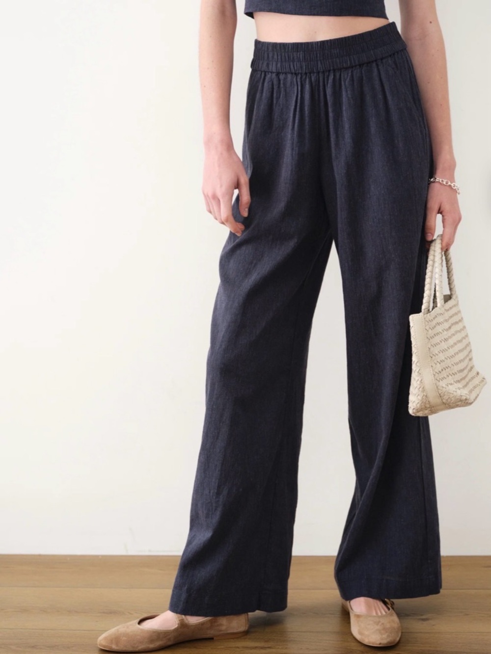 Marine Layer Allison Hemp Trouser M in Dark Navy